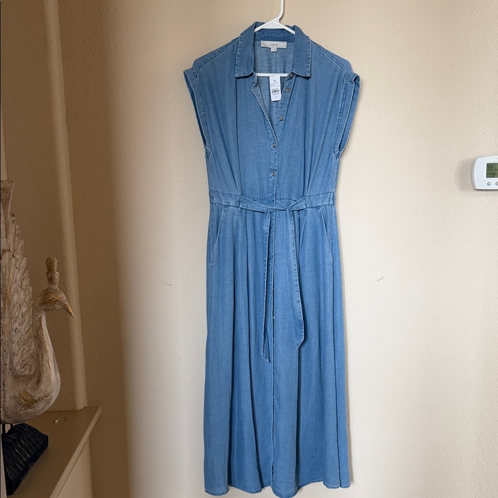 Loft chambray Tencel maxi dress 6 NWT